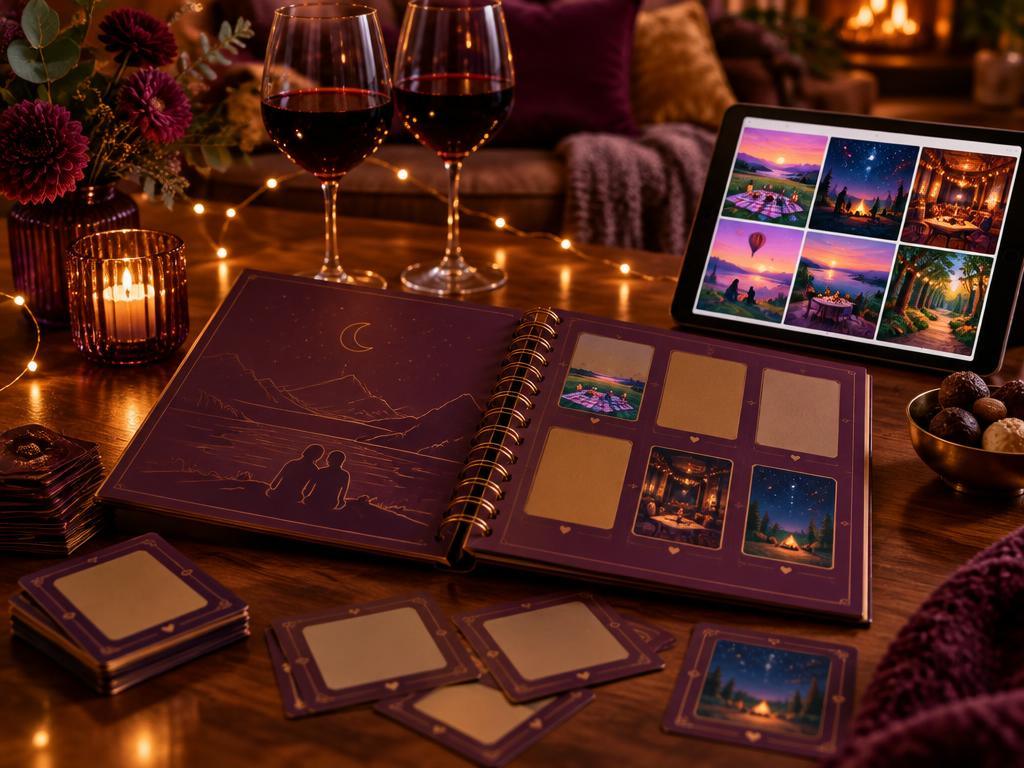 Personalised Date Night Book — Guided journal open at gratitude and mood check-in pages