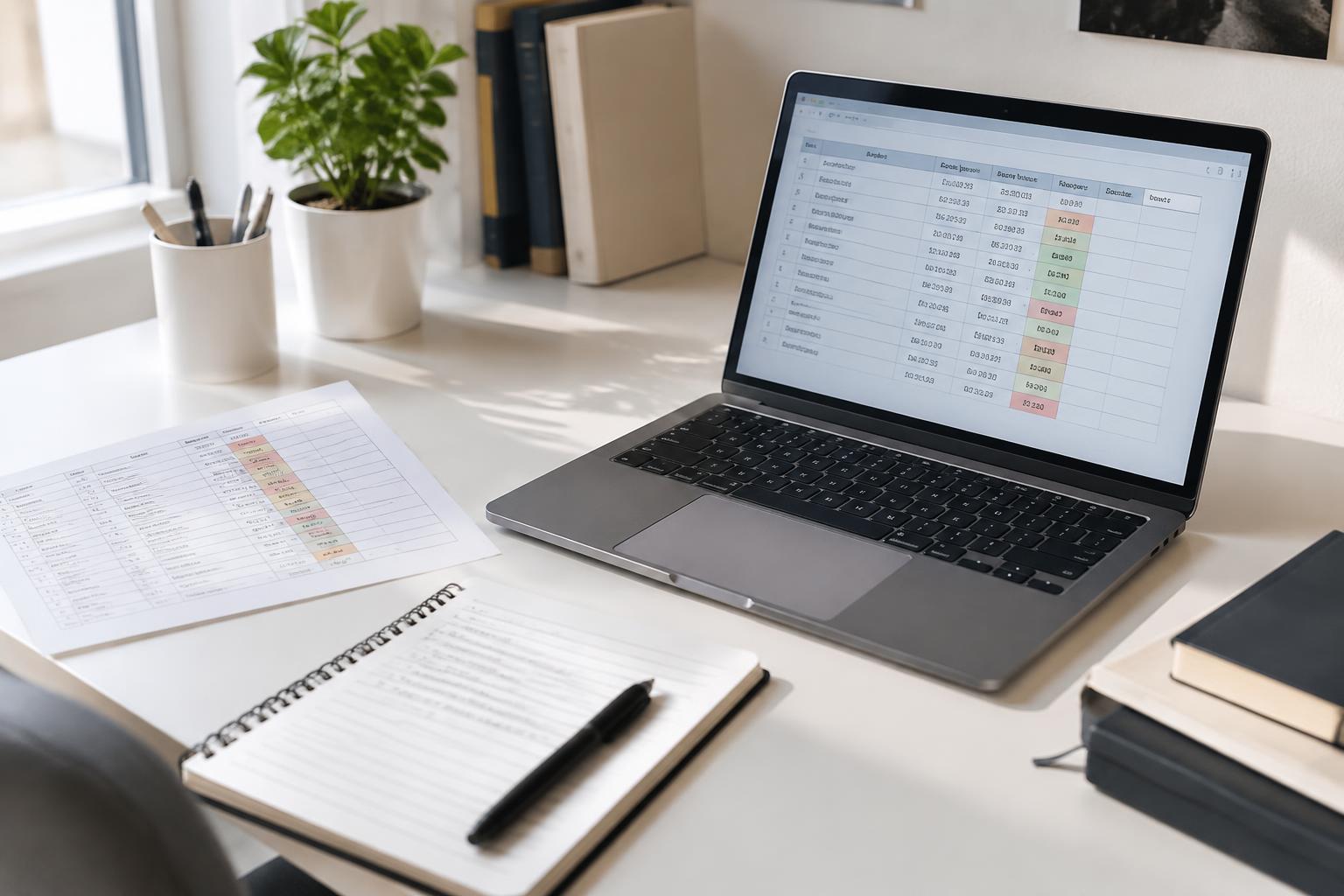 Student Assignment & Deadline Tracker — Spreadsheet tracker dashboard with charts on a desktop monitor