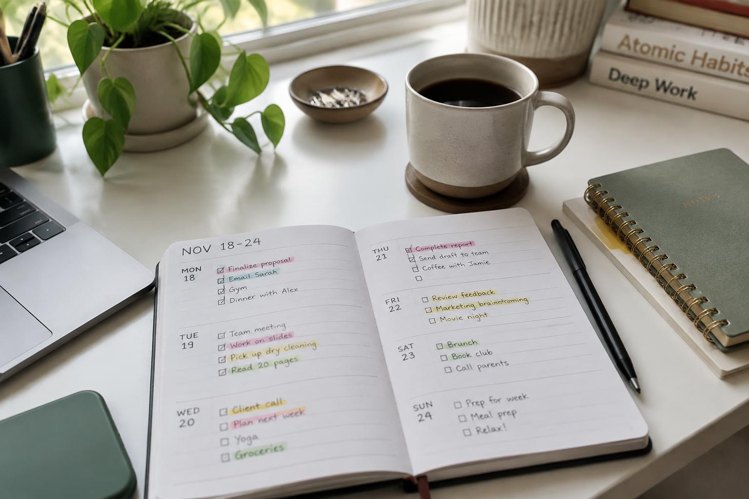 Ultimate Student Productivity Planner — Study planner and revision timetable on a desk with books and a laptop